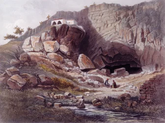 Kilden til Jordan, gravert av Jean Jacottet (1806-c.1843)